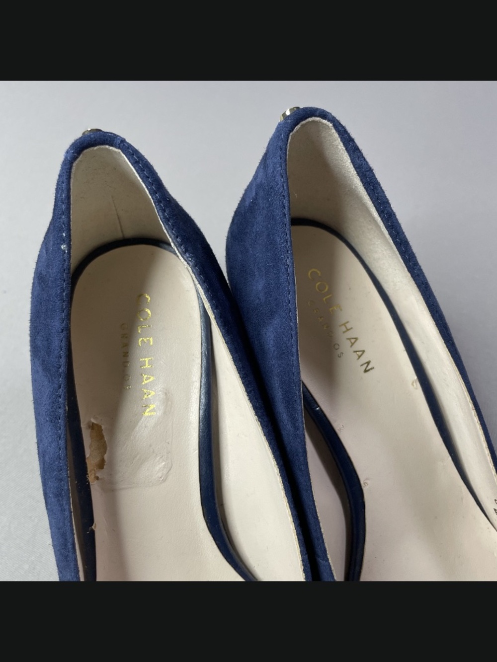 Cole Haan Shoes Womens 6.5 blue suede wedge heels grand os designer cocktail - Picture 6 of 12